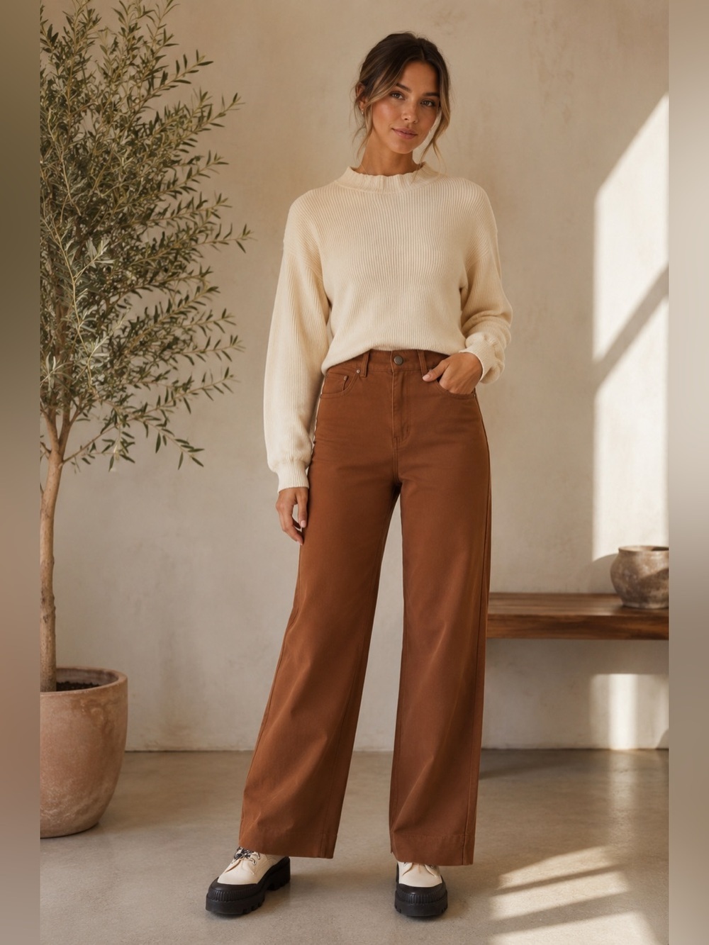 Lululemon City Sleek High Rise Wide Leg Pants Brown Size 26 29” Inseam
